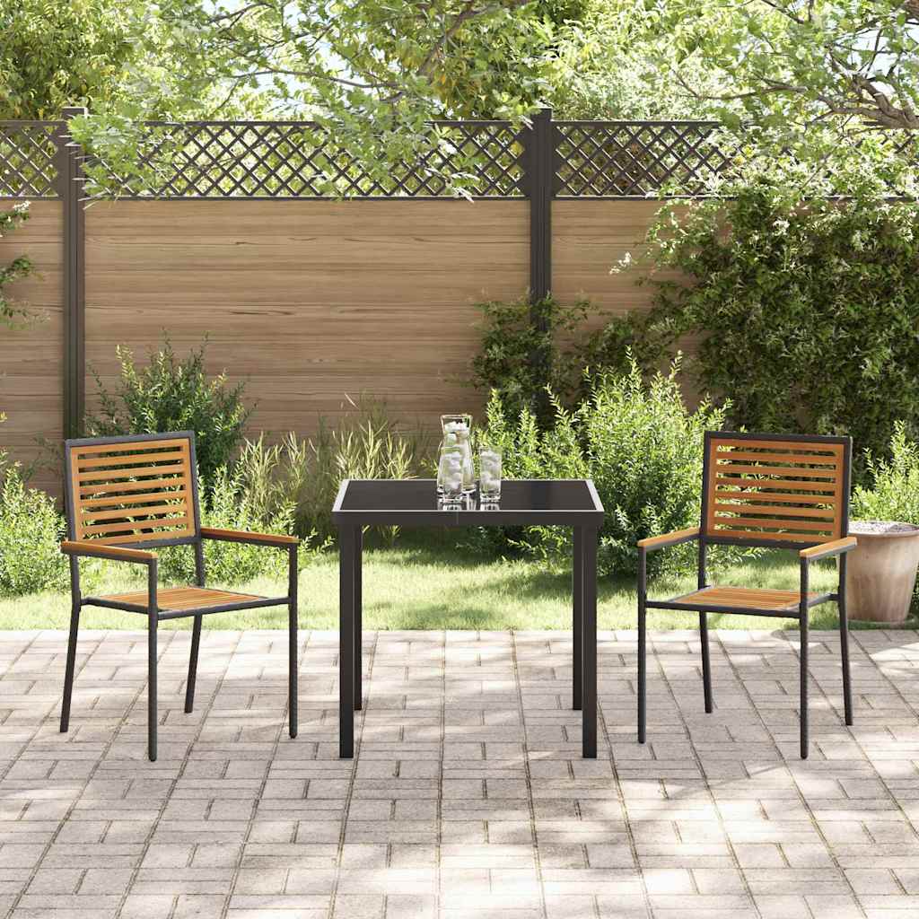 Garden Stackable Chairs 2 pcs Brown and Black 54 x 56 x 90 cm