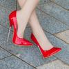 Nude Shallow Mouth Women Pumps Metal Decoration Pointed Toe Slip On Patent Leather 16CM Thin High Heels Elegant Party Women Shoe