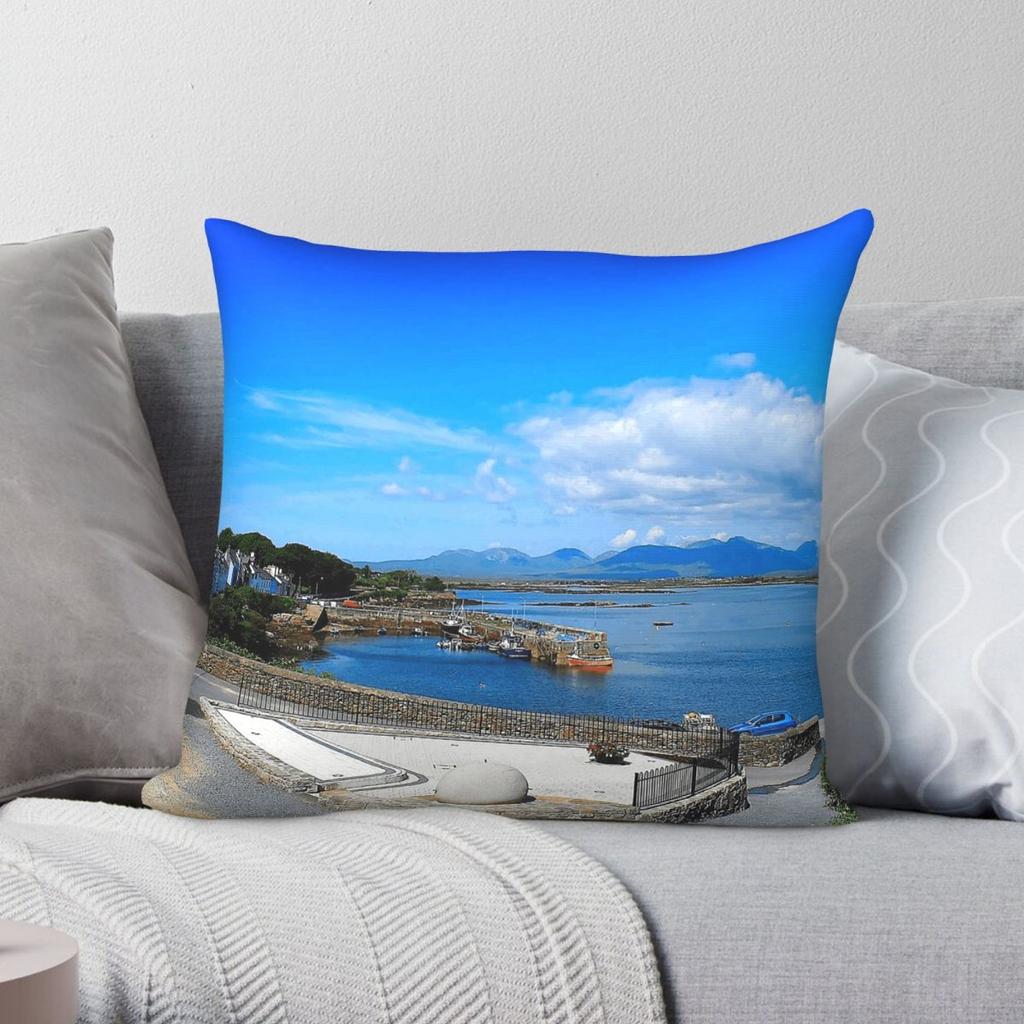Roundstone County Galway Square Pillowcase Polyester Linen Velvet Creative Zip Decorative Pillow Case Sofa Cushion Cover X