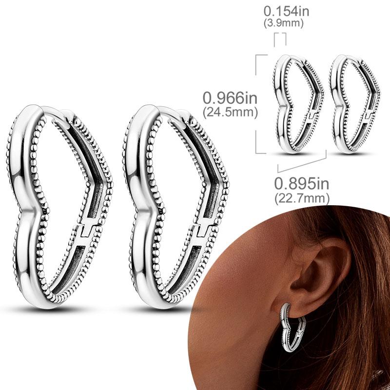 Women Earring 925 Silver Hoop Earrings Love Heart Butterfly Drop Earring Stud For Women Girls Party Jewelry Gifts