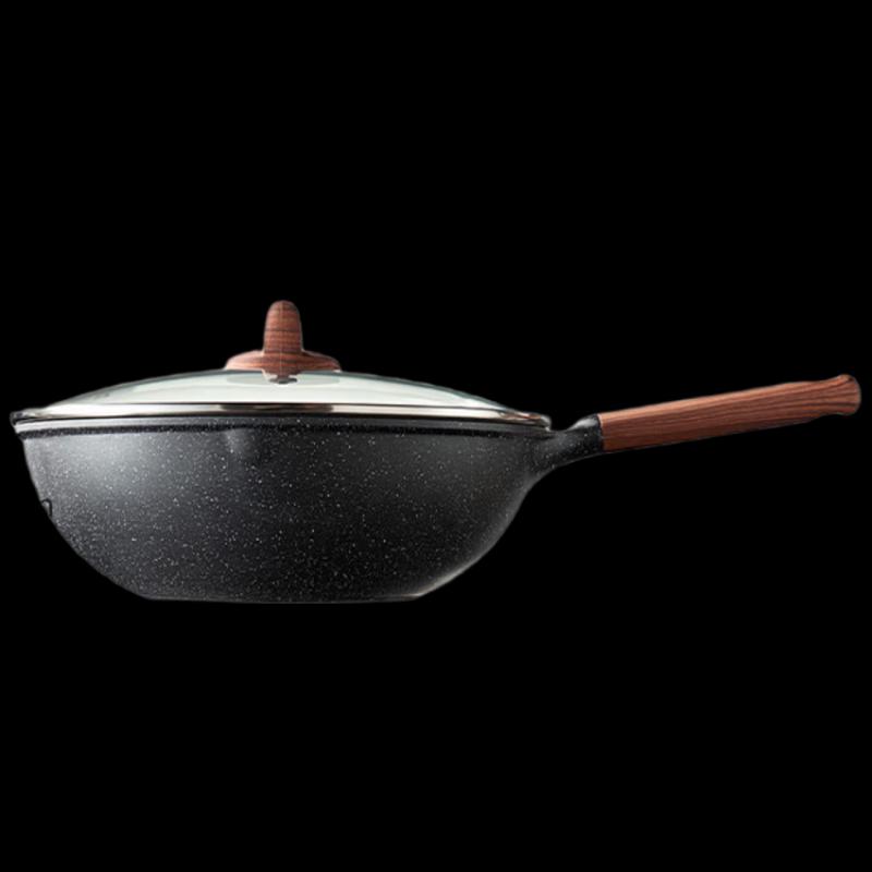 COOKER KING 32cm Maifan Stone Non-stick Flat Wok