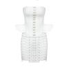 Women's Summer 2023 Corn Eyelet Tube Top & Shorts Two-Piece Set In White