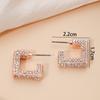 Niche Korean Version Earrings Geometric Square Design Diamond Stud Earrings Fashionable Simple Temperament Full of Diamonds High-end Earrings