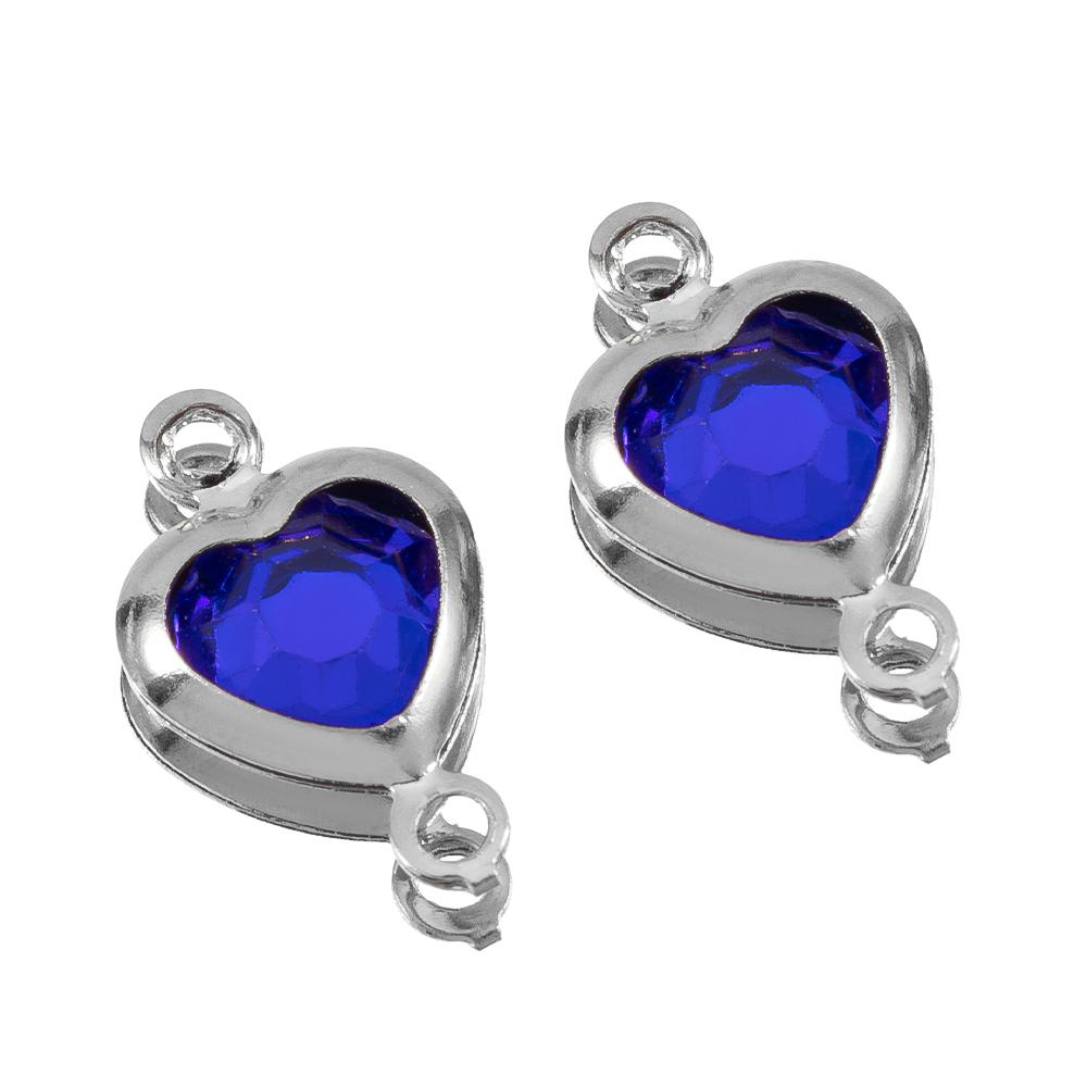 

10pcs Glass Heart Pendants Base Stainless Steel Double Hole Colorful Crystal Charms Connector for DIY Necklace Jewelry Makings 10pcs