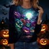 Women's Halloween Printed Pullover Sweatshirt Long Sleeve Crew Neck Top Casual Lightweight Soft Fabric Comfortable Fit