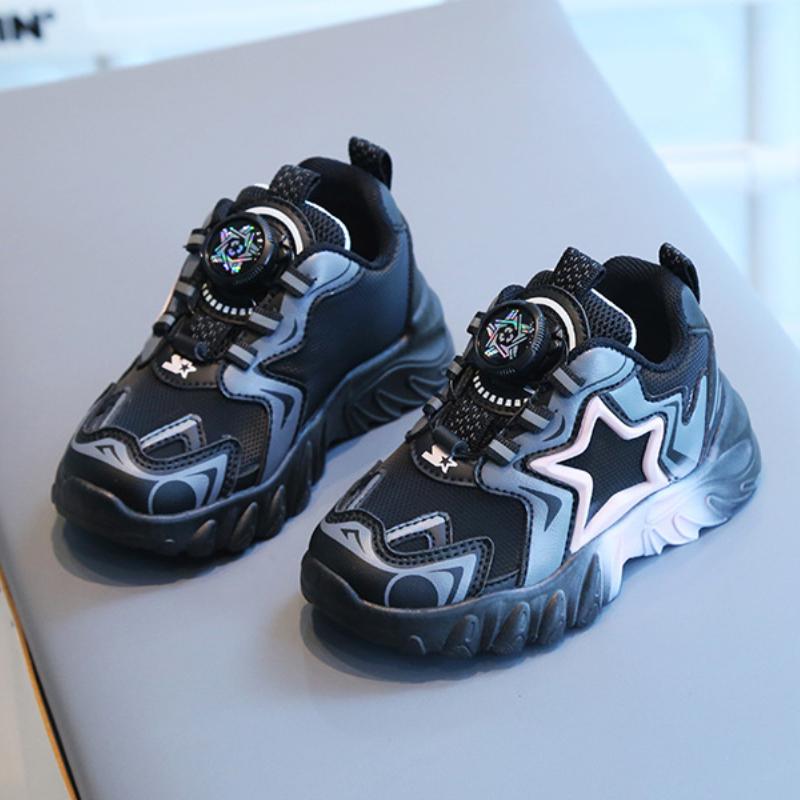 Children's Sports Shoes Spring and Autumn Boys' Dad Shoes Rotating Button Girls' Casual Shoes Internet Famous Soft Soled Baby Shoes