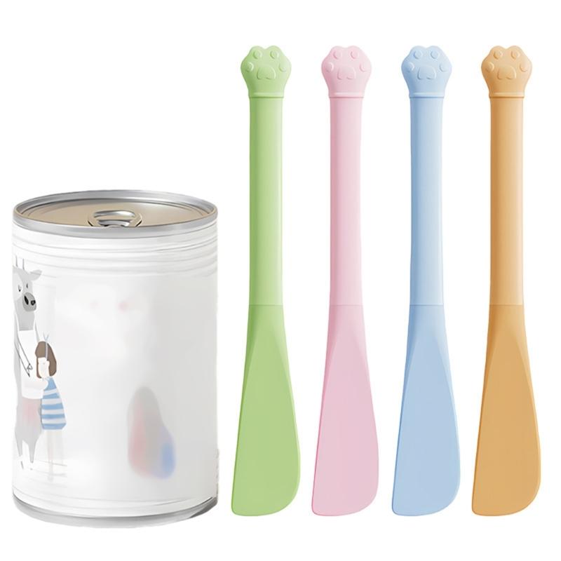 Multipurpose Pet Can Opener with Long Handle Cats Food Scrapers Tool For Deep Jars And Mess Without Feeding
