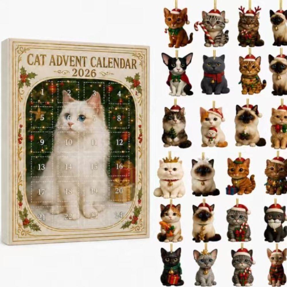 24-Day Advent Calendar 2026 Acrylic 2D Flat Animals Mini Figurines Home Festive Display