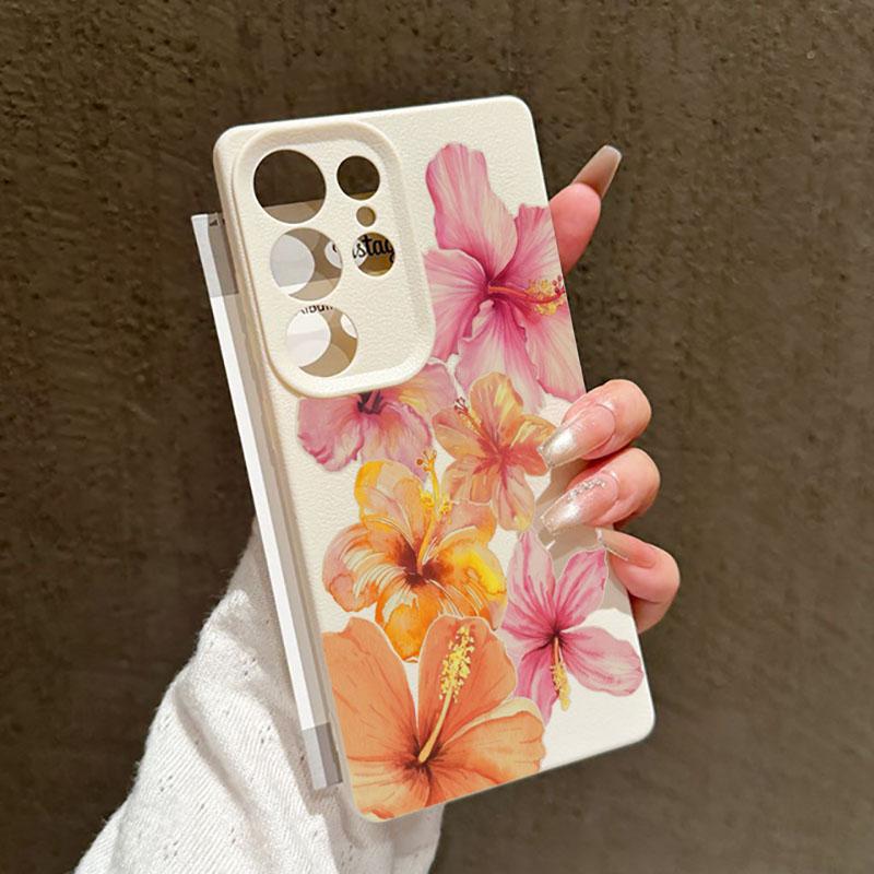 For Samsung Galaxy S25 S24 S23 S22 S21 FE Plus Ultra Watercolor Hibiscus Flower Phone Case for A55 A35 A15 A16 A56 A53 A54 Cover
