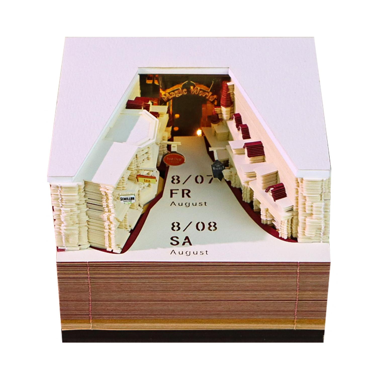 2026 Wizard Alley 3D Tear Off Desk Calendar Paper Sculpture Paper Art Craft Hand Tear off Table Decor Calendar