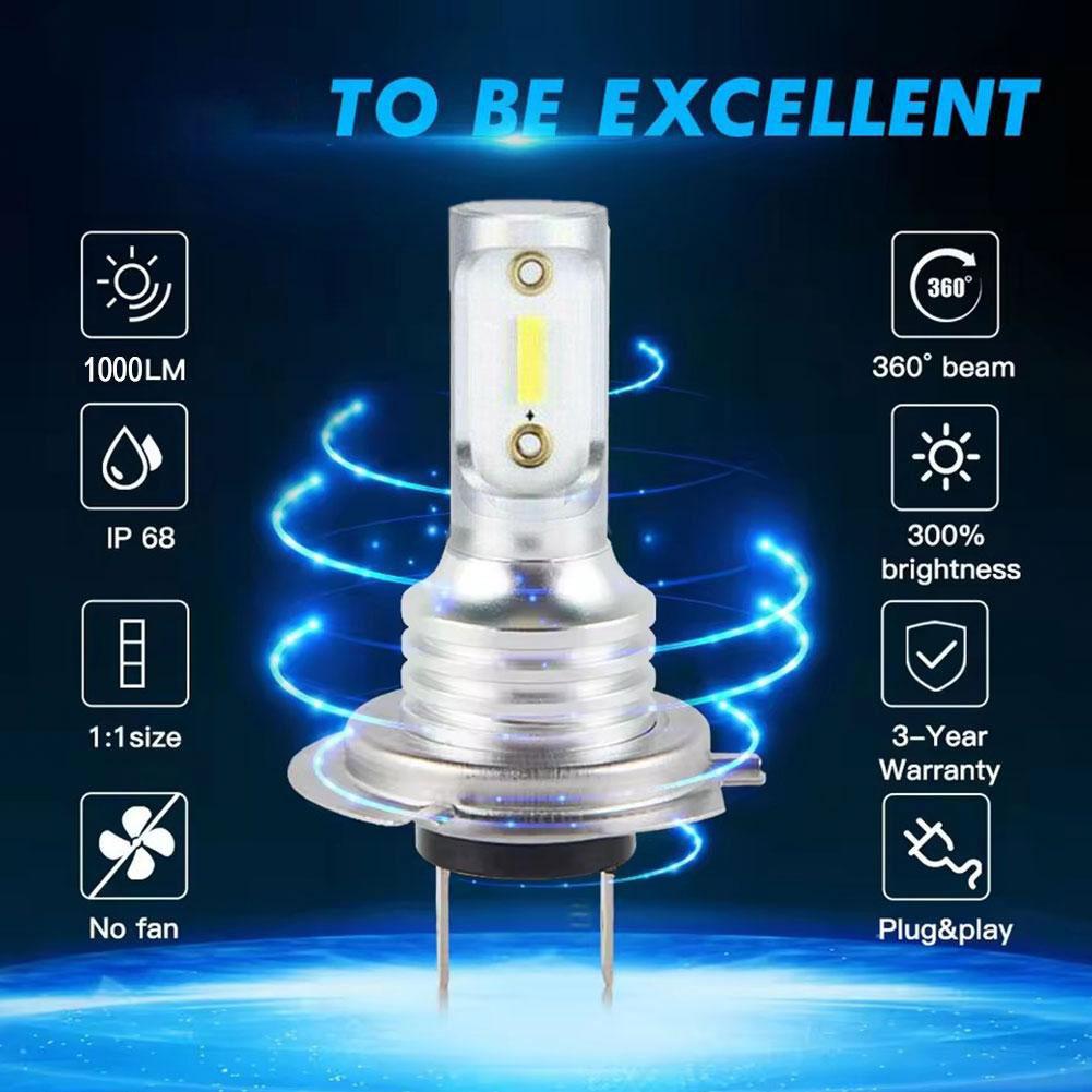 2pcs LED High-Brightness Car Driving Light Mini Bulb Light 1000LM Headlamp Auto 80W Taillight Accessories Fog Car O5Y7