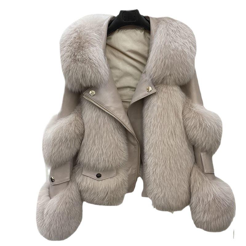 Imitation fox fur, imitation fur jacket, women's thick autumn and winter styles, stacked collar fur, imitation fur integrated small fragrance