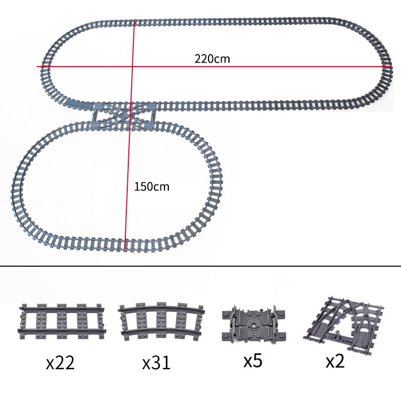 City Trains Flexible Tracks Forked Straight Curved Rails Crossing Switch Building Block Bricks High-Tech Creative Toys for Kids