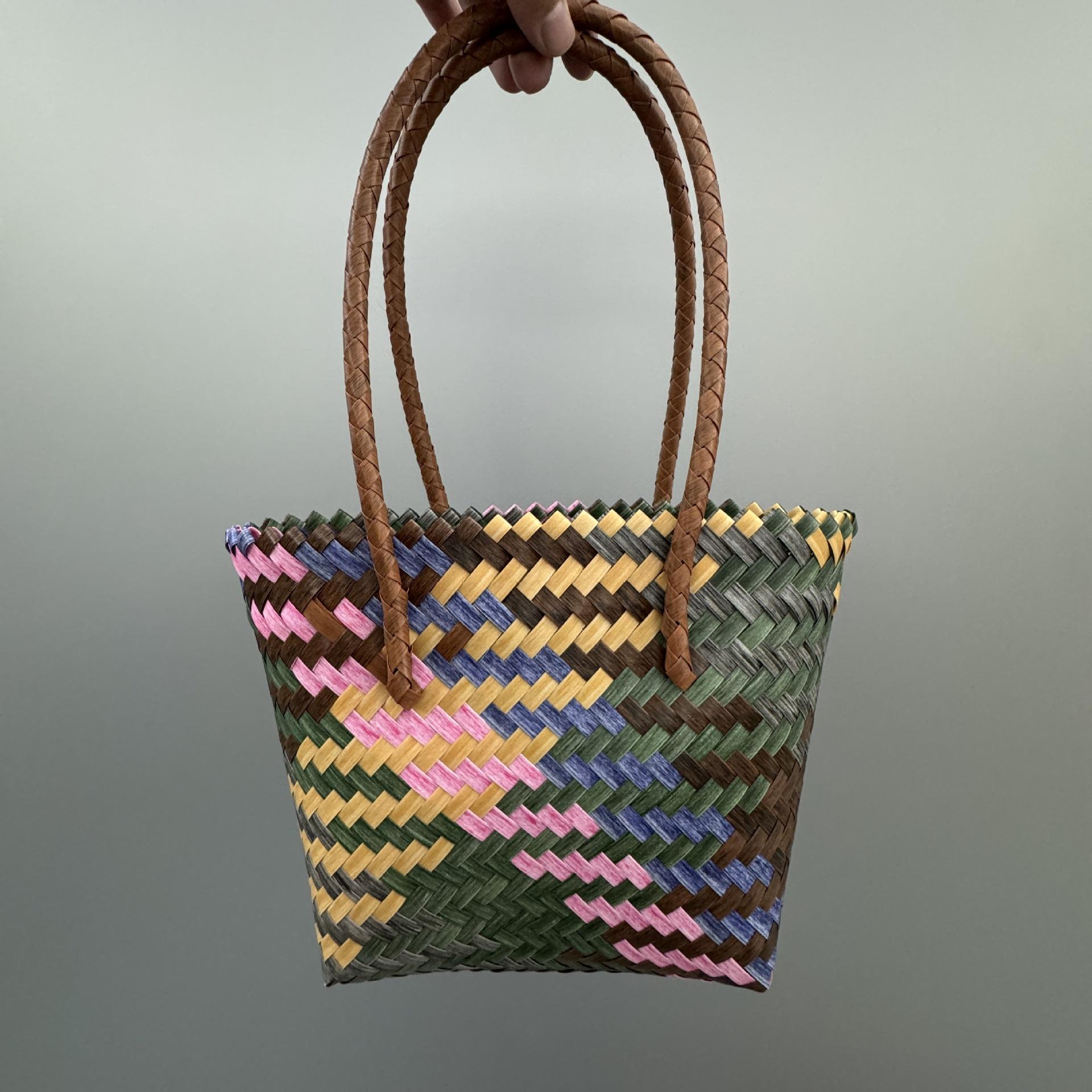 

Ретро сумка-корзина из плетеного материала с таксой для женщин, милая сумка-тоут на плечо с рисунком собаки, уникальная идея для подарка Medium