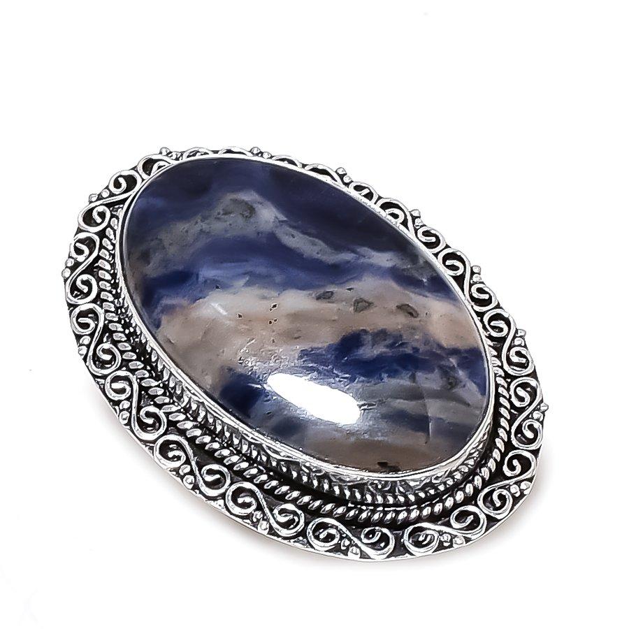 

Natural Sodalite Gemstone Handmade 925 Sterling Silver Jewelry Ring Size 9 r4Z00