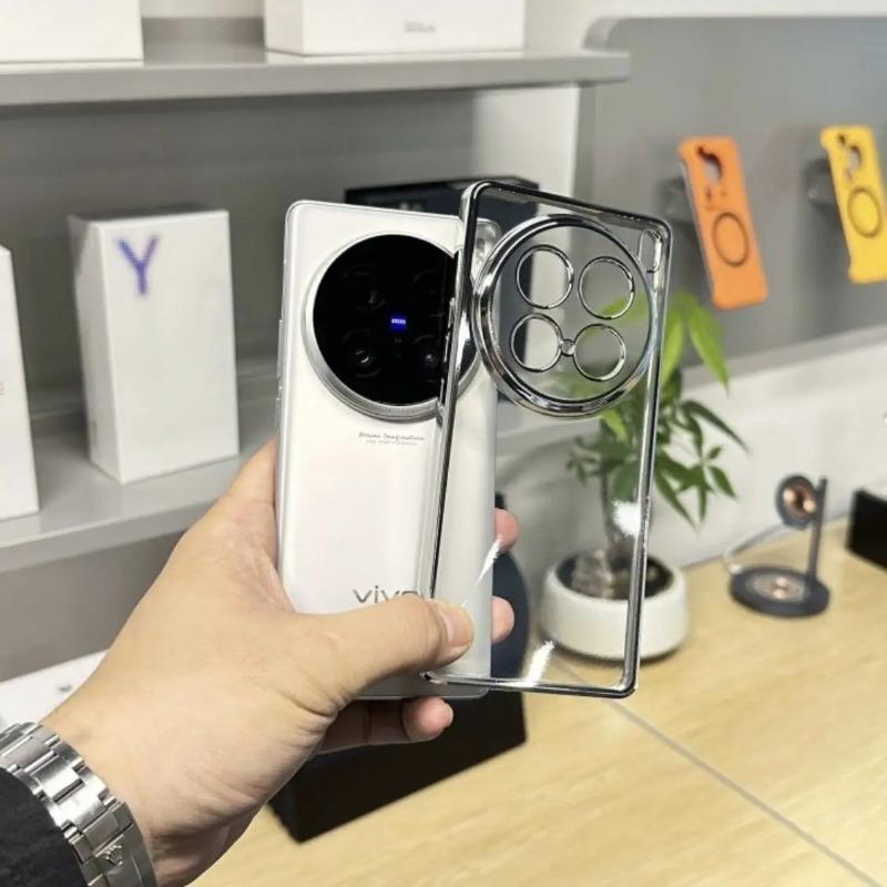 

Ультратонкий чехол для телефона из силикона TPU с покрытием для VIVO X200 Pro Mini, прозрачный чехол с гальваническим покрытием для VIVO X100 Ultra X100S Pro For VIVO X100 Ultra серебряный