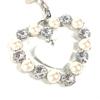 MIUMIU Rhinestone heart Bag Charm Key Holder Metal Silver