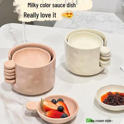 Ceramic Cream-Style Dipping Dish for Seasonings and Sauces