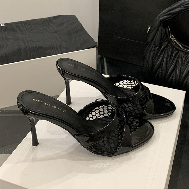 Fashion New In Summer Spring Footwear Thin Heels Women Sandals Shoes Fashion Round Toe Ladies Heeled Sandals Shoes Female Slides Pumps