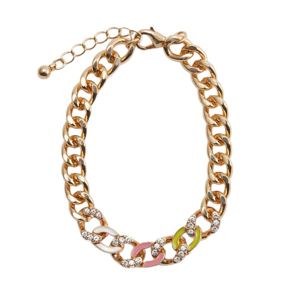 Trendy Unisex Colorful Enamel Thick Chain Bracelet: Stylish Luxury Statement