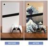 PlayVital Ps5 Pro Body Full Set Custom Sticker for Digital and Disc Charging Decal Sticker Cover for Media Remote Control Great Wave Off Compatible,