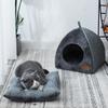 New Triangle Cat House Enclosed Pet Bed Warm Thick Deep Sleep Dog House Supplies For Cats
