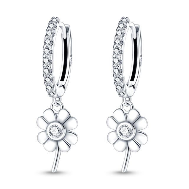 Wiosna 925 Srebro Sterlingowe Kwiat Owad Kobiety Kolczyki Geometryczne Koło Sztyft Złote Kolczyki Srebro 925
