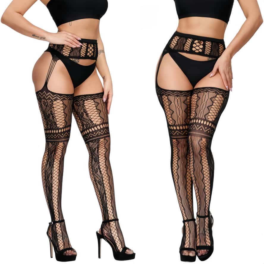 Newfunjoin Large Plus Size Fishnets Big Mesh Stockings Garter Belt Pantyhose Thigh High Sexy Hot Hollow Tights Women Panty Socks