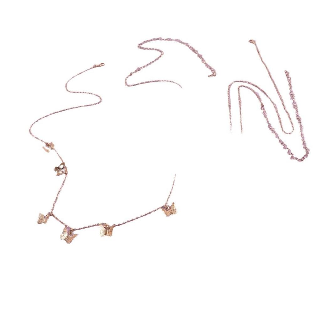 Niman's European & American Butterfly Pendant: Trendy Sweet & Cool Spicy Girl Style with Tassel Double Layer.