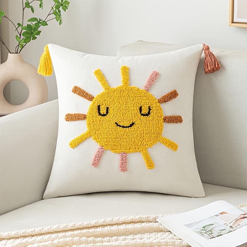 1 шт Богемная наволочка с кисточками Дизайн мультяшного солнца Геометрический узор Только ручная стирка Застежка-молния Тканый полиэстер Вставка для подушки не входит в комплект 4545 1759₽