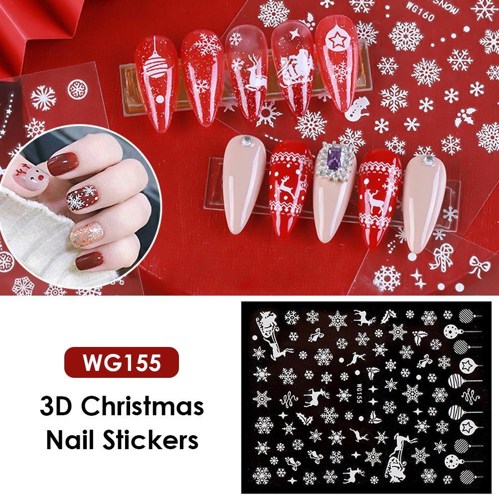 

Christmas 3D Nail Art Decals Back Glue Nail Sticker Manicure Tips (WG155) .