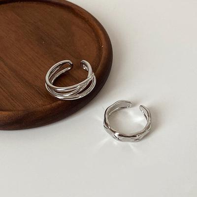 Kolor Nieregularny Pusty Podwójna Linia Geometryczny Zestaw Pierścionek Damski Prosty Unikalny Design Moda Regulowana Biżuteria Prezent