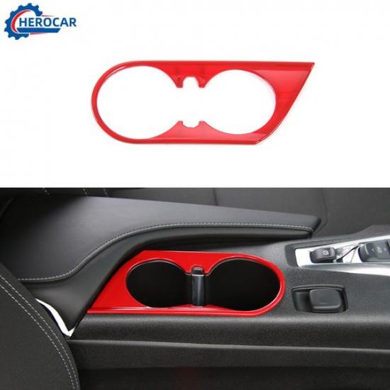 Console Front Cup Holder Cover Ring Trim Decor Bezels Red For Chevrolet Camaro