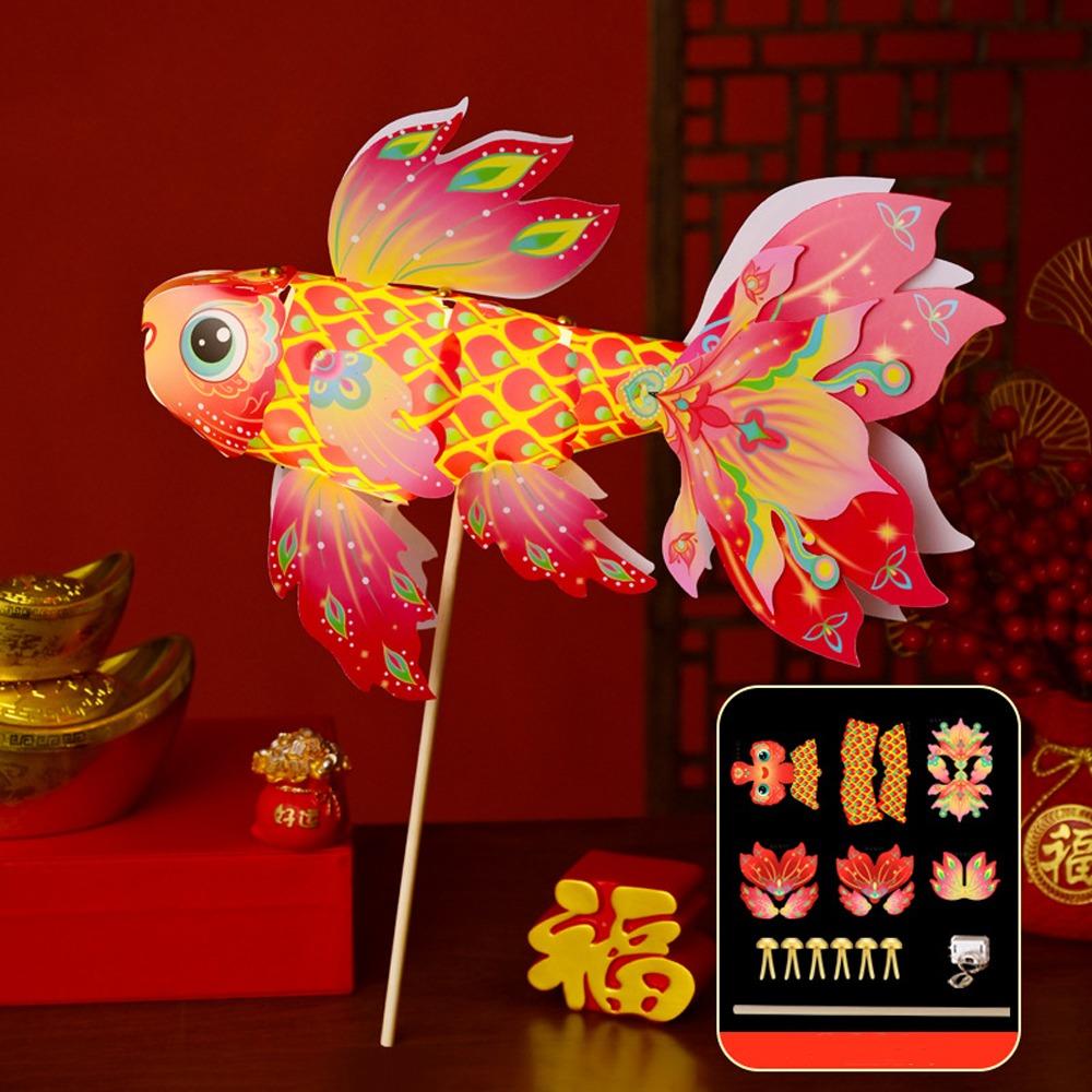 Chinese Traditional Handheld Fish Lantern Ancient Style Luminous Goldfish Light  Celebration