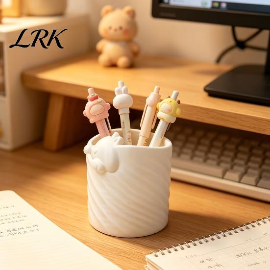 Office Desk Accessory 3D Printed Pen Holder, Cat Shape Large Capacity Hollow Barrel Organizer for Bedroom Gift Gel Pens Pencils Makeup Brushes,