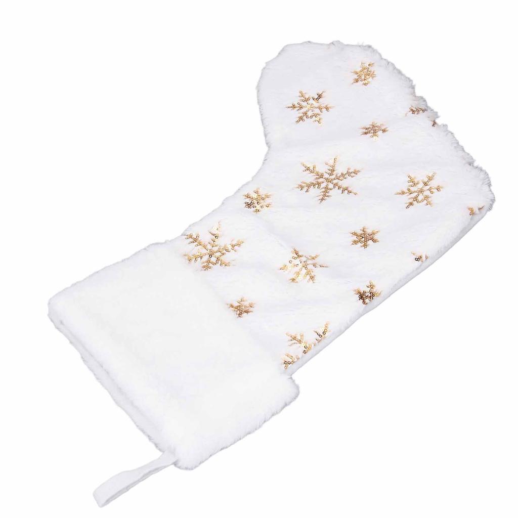 Large Xmas Stocking Embroidered Snowflake Sequin Socks Ornament Stocking Decoration for Family Holid