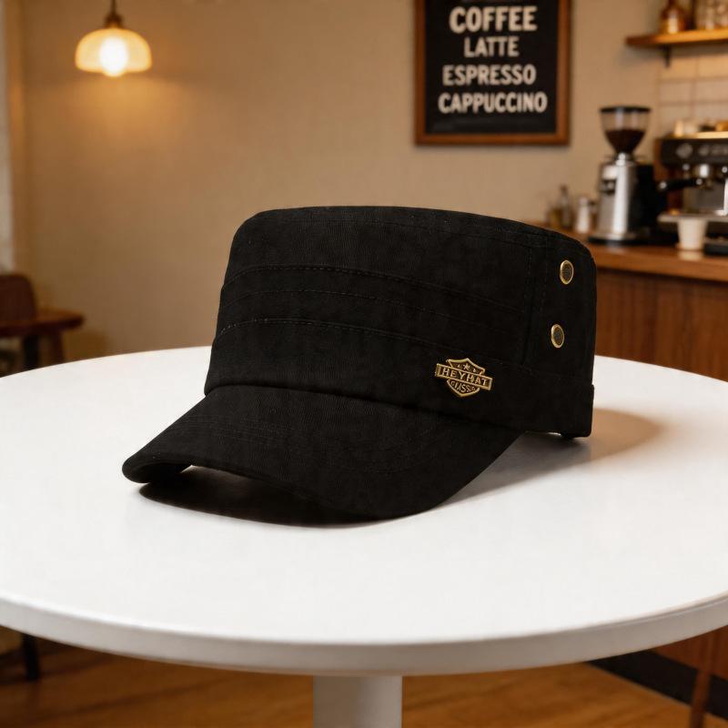 Flat top hat men's four seasons new trendy fashion outdoor casual versatile crown UV protection cap