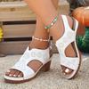 Fashion Women's Fashion White Chunky Heel Sandals Buckle Strap Casual Summer Shoes Woman Comfort Thick Heeled Roman Sandalias Mujer 2025