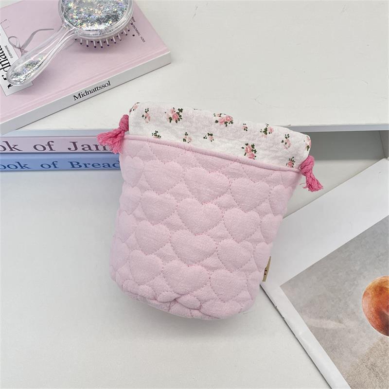 Multifunction Drawstring Cylindrical Cosmetic Bag Girl Travel High Capacity Portable Storage Bag Desktop Sundries Storage Basket
