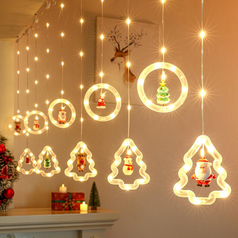 LED Christmas Circle Leather Wire Curtain & Ornament Lights for Festive Décor