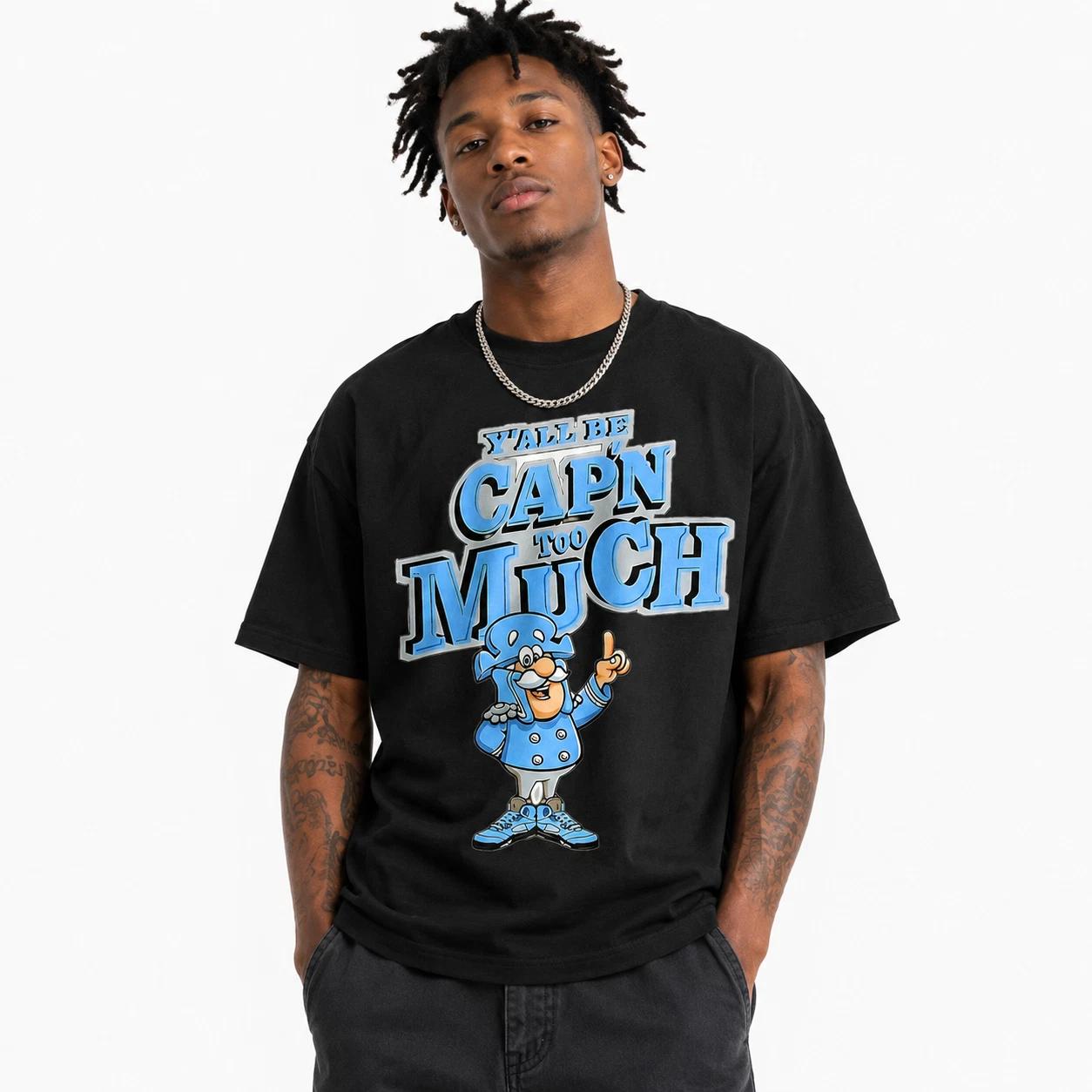 Yall Be Cap n Too Much Funny Meme Graphic T-Shirt Cartoon Captain Humor Tee XL