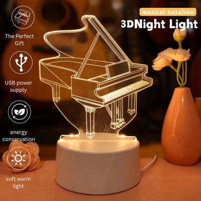 Piano 3D Night Light, Bedroom and Study Atmosphere Decoration USB Light, Thanksgiving and Holiday Gifts for Family and Friends.