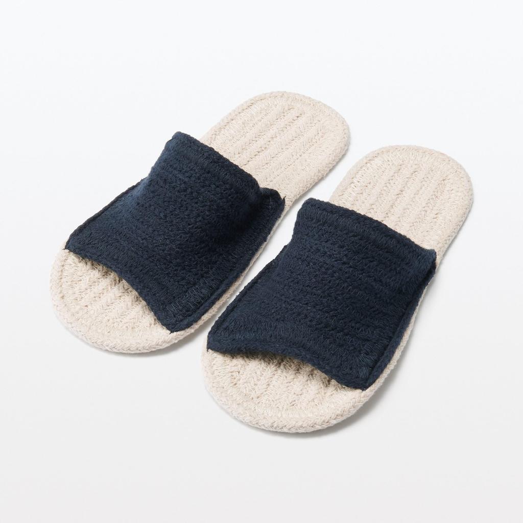 MUJI Room Open XL Natural White x 23087865 Sandals, Toe, (Size 26.5-28cm), Navy,