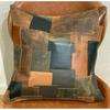 Patchwork Leather Pillow Cover: Vintage Tan Cushion, Handmade In Australia Gift For Her Him Birthday Anniversary