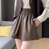 2023 Herbst/Winter High-Waist PU-Leder Weite Bein Shorts - Koreanischer Casual Style
