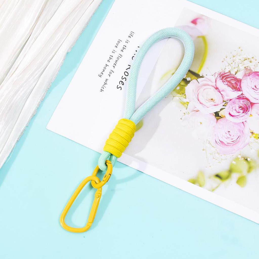 Colorful Mesh Short Lanyard with Braided Polyester Rope Keychain Pendant