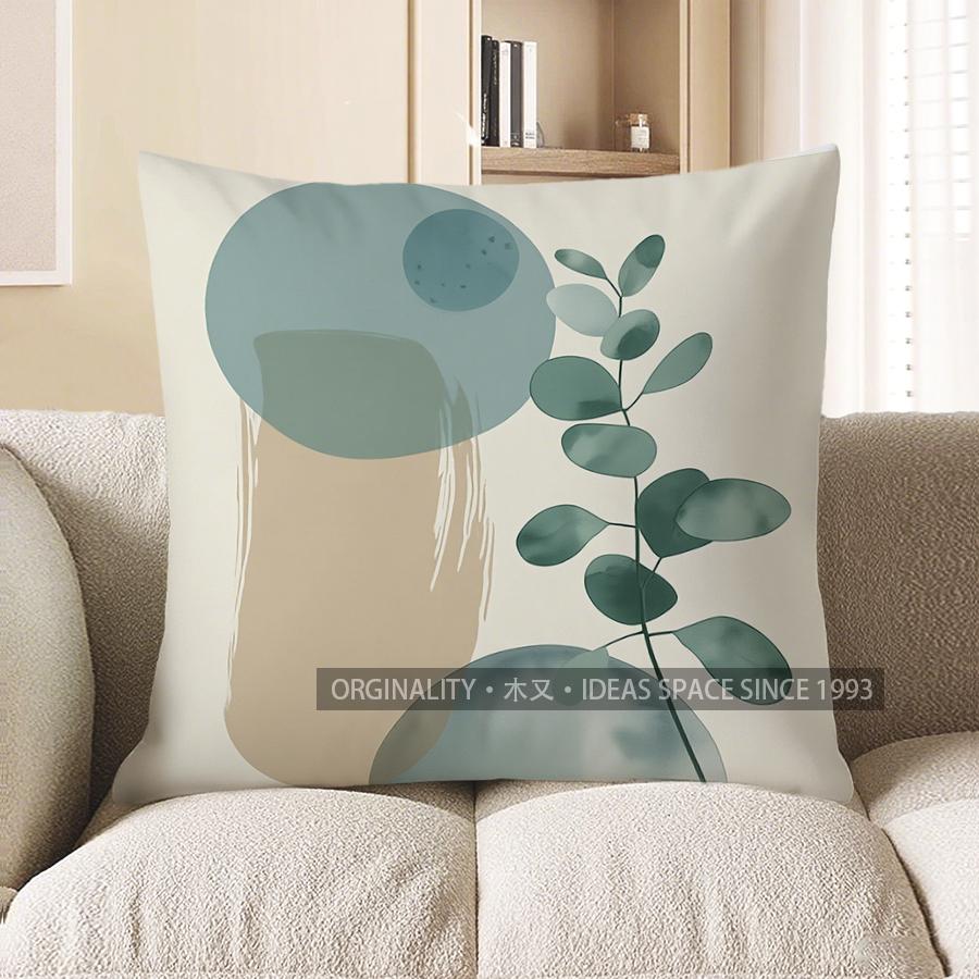 

Home Decor Elegant Green Circles And Branch Pillow Cover Pattern Cushion Cover Suitable For Sofa Bedroom Car Pillow Cover 40x40cm