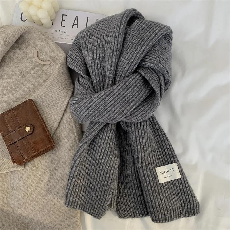 Winter Warm Knitted Wool Soft Scarf Women Solid Color Korean Fashion Style Skinny Autumn Winter Travel Casual Long Scarf New