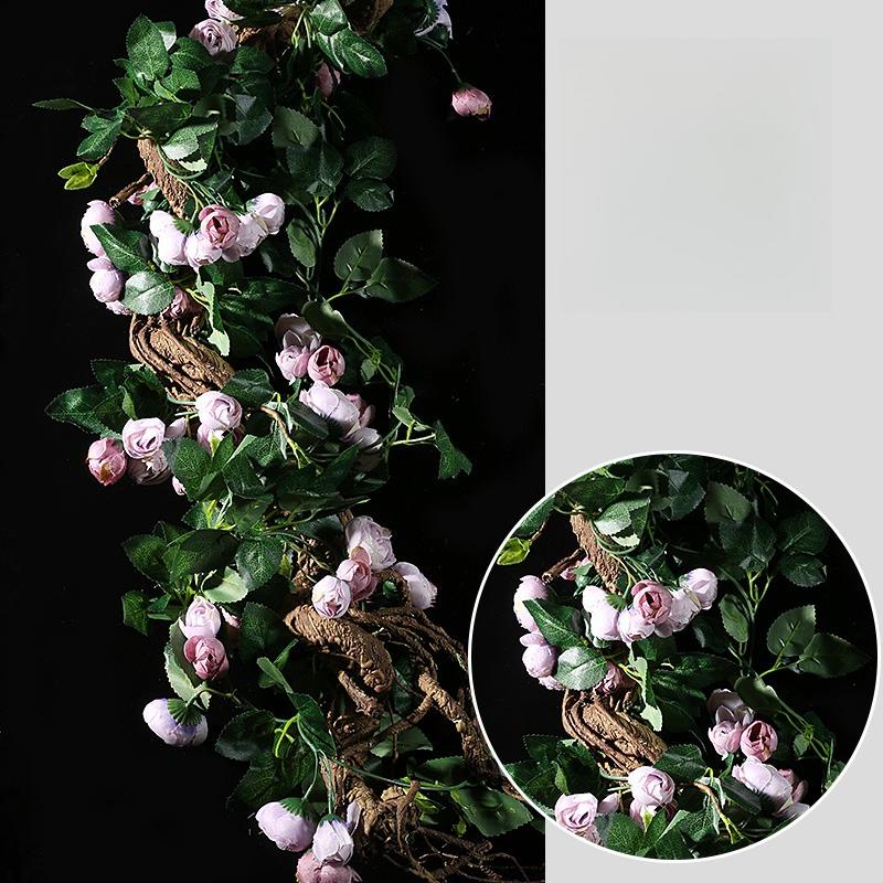 1Pc Autumn Simulation 86.6 Inch Rose Fence Hanging Flower Rattan for Outdoor Yard Patio Garden Home Holiday Party Decoration