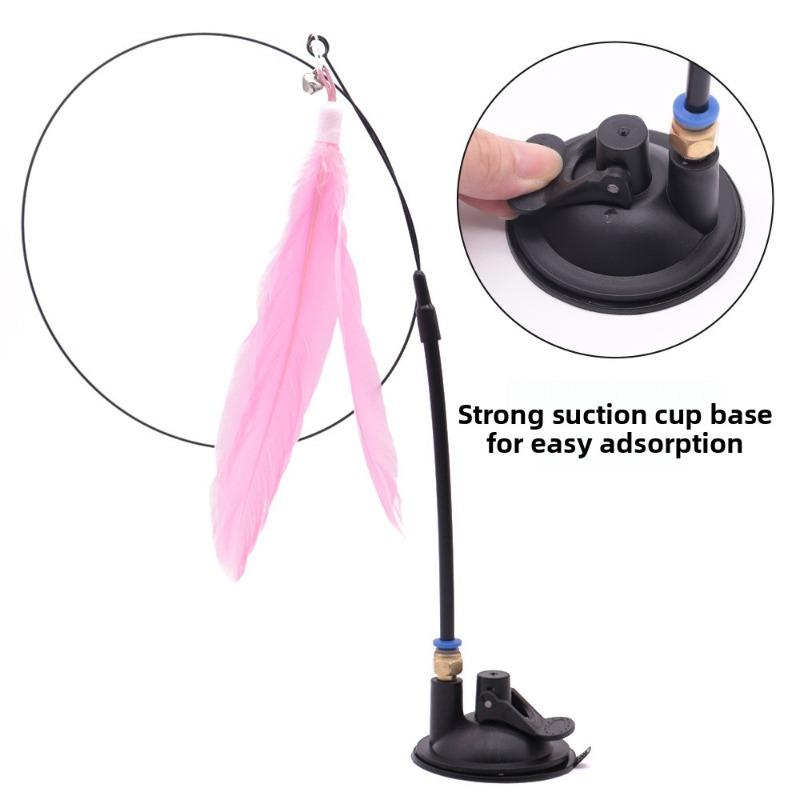 Pet Cat Boredom Toys, Suction Cups, Cat Toys, Long Rods, Self-entertaining Cat Toys, Bell Feather Cat Toys